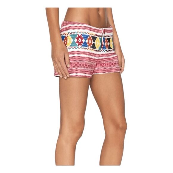 Tigerlily Embroidered Uluaki Shorts Red White Blue Yellow Weave Knit Mid-Rise 4 - Picture 3 of 13